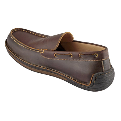Pure Leather Brown & Black Stitch Down Boat Shoe - Bravia, DM5519BLOP