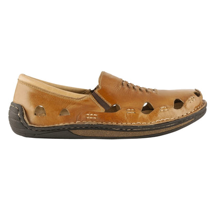 Pure Leather Tan Sandal, with Driving Shoe Sole -  Transformer, DMRONBRW24