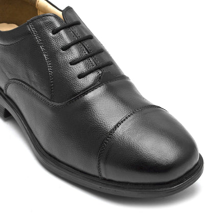 Pure Leather Black Oxford Shoes -  Mr. Banker (Grainy Finish), ENBLK2411GN