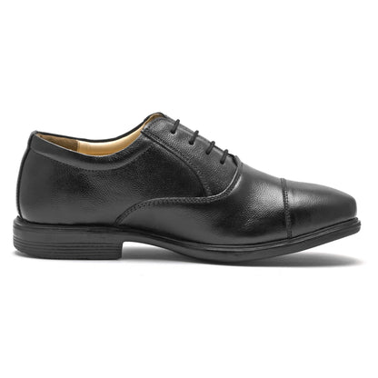Pure Leather Black Oxford Shoes -  Mr. Banker (Grainy Finish), ENBLK2411GN
