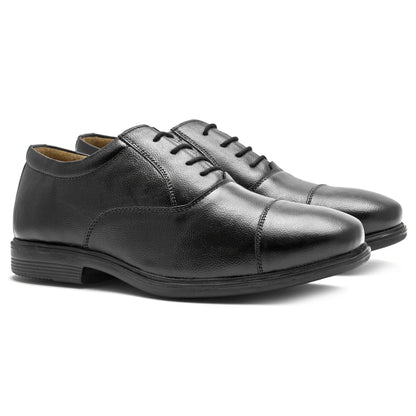 Pure Leather Black Oxford Shoes -  Mr. Banker (Grainy Finish), ENBLK2411GN