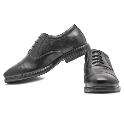 Pure Leather Black Oxford Shoes -  Mr. Banker (Grainy Finish), ENBLK2411GN