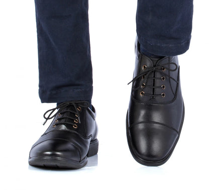Pure Leather Black Oxford Shoes -  Mr. Banker (Smooth Finish), ENGBLK2401