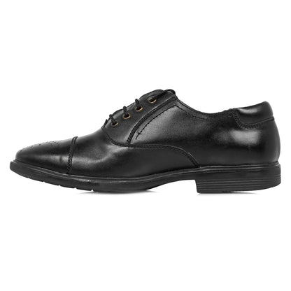 Pure Leather Black Oxford Shoes with a Touch of Brogue -  Mr. Tedd, ENGBLK2412