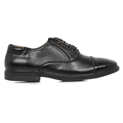 Pure Leather Black Oxford Shoes with a Touch of Brogue -  Mr. Tedd, ENGBLK2412