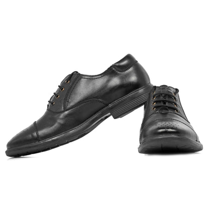 Pure Leather Black Oxford Shoes with a Touch of Brogue -  Mr. Tedd, ENGBLK2412