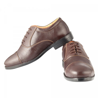 Pure Leather Chocolate Color Oxford Shoes -  Earl Gray , ENGCHC2402