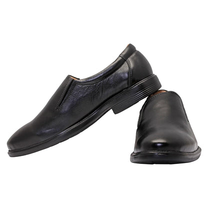 Pure Leather Black Formal Slip-on Shoes - SM Sam (Smooth Finish), FRMC24223SG
