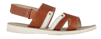 Pure Leather, Super-light, Sandal  - Humming-Bird (Tan with White), HB602TNWH