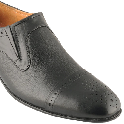 Pure Leather Formal Black Slip-on Shoe with Rubber Sole – Holay362