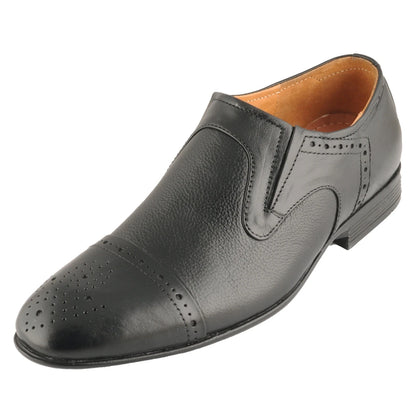 Pure Leather Formal Black Slip-on Shoe with Rubber Sole – Holay362