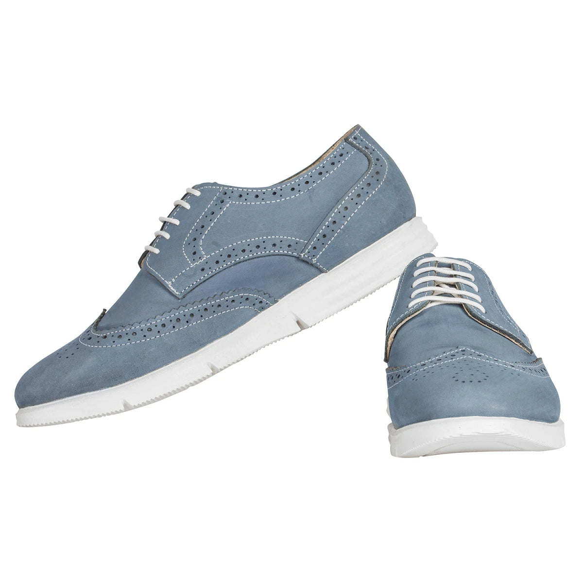 Pure Leather Super-Light Sky Blue Brogues - Gimlet (Sky Blue) ICNNBL2202BRG