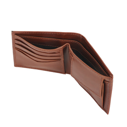 Tan Pure Leather Bifold Wallet for Men with Coin Pocket  | TZARO-IQANMLTHR081