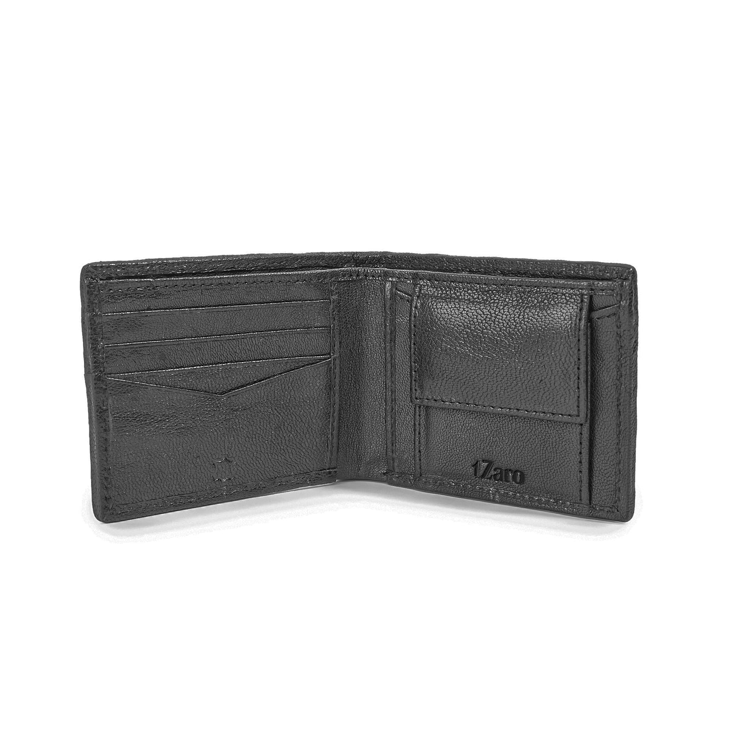 Black Pure Leather Woven Bifold Wallet for Men | TZARO IQANMWEV83BLK