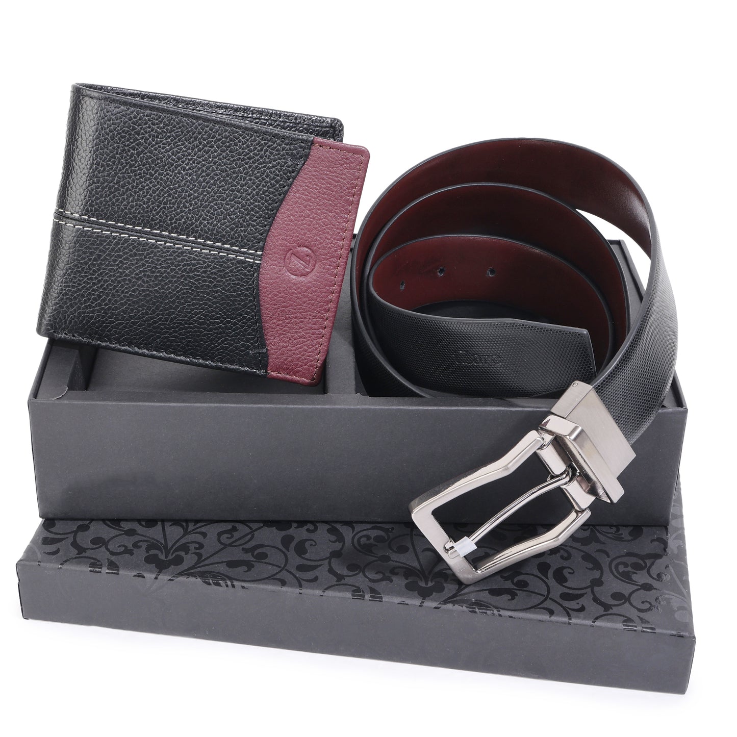 Reversible Leather Belt & Wallet Gift Set for Men - Jimmy, IQPRSLT21502CMB | TZARO