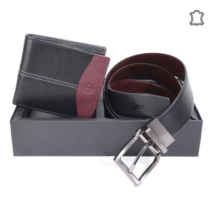 Reversible Leather Belt & Wallet Gift Set for Men - Jimmy, IQPRSLT21502CMB | TZARO