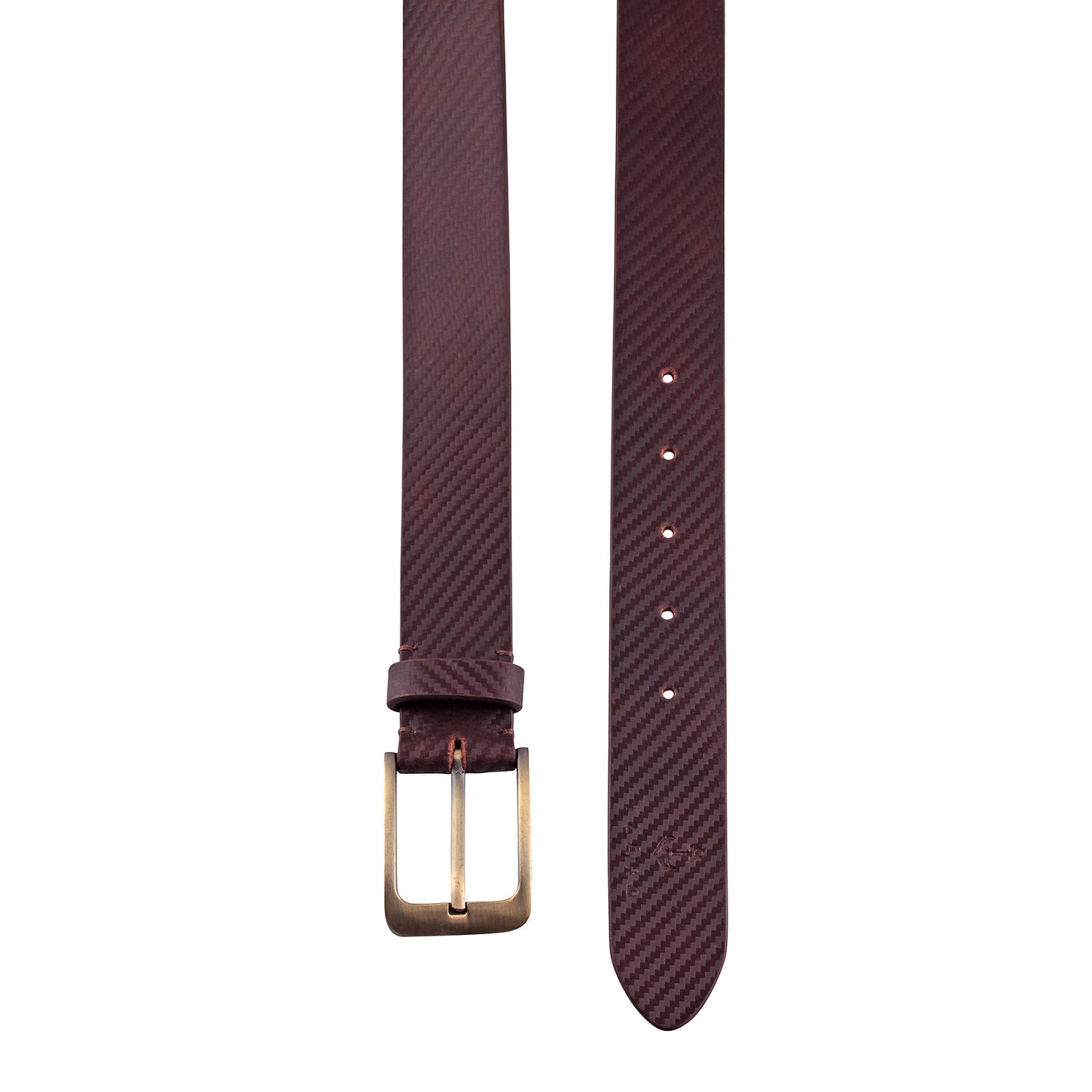 Brown Italian leather belt strap flat lay buckle holes – TZARO
