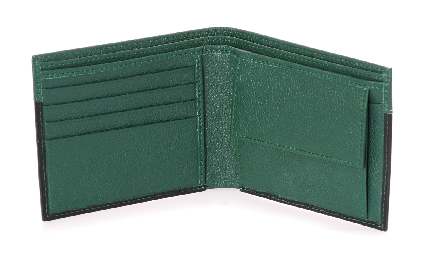 Black & Green Genuine Leather Bifold Wallet for Men | TZARO-  IQPRSLTHR024