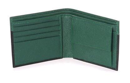 Black & Green Genuine Leather Bifold Wallet for Men | TZARO-  IQPRSLTHR024