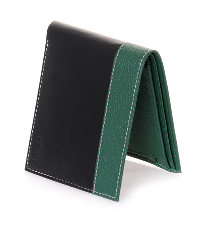 Black & Green Genuine Leather Bifold Wallet for Men | TZARO-  IQPRSLTHR024