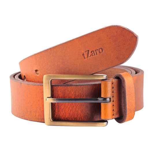 Genuine Leather Tan Belt for Men, IQZPRLTH60TN