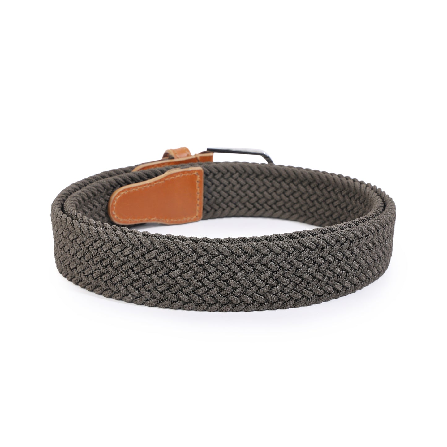 Stretchable Woven Belt with Leather Ends for Men, IQZPRLWB59 | TZARO