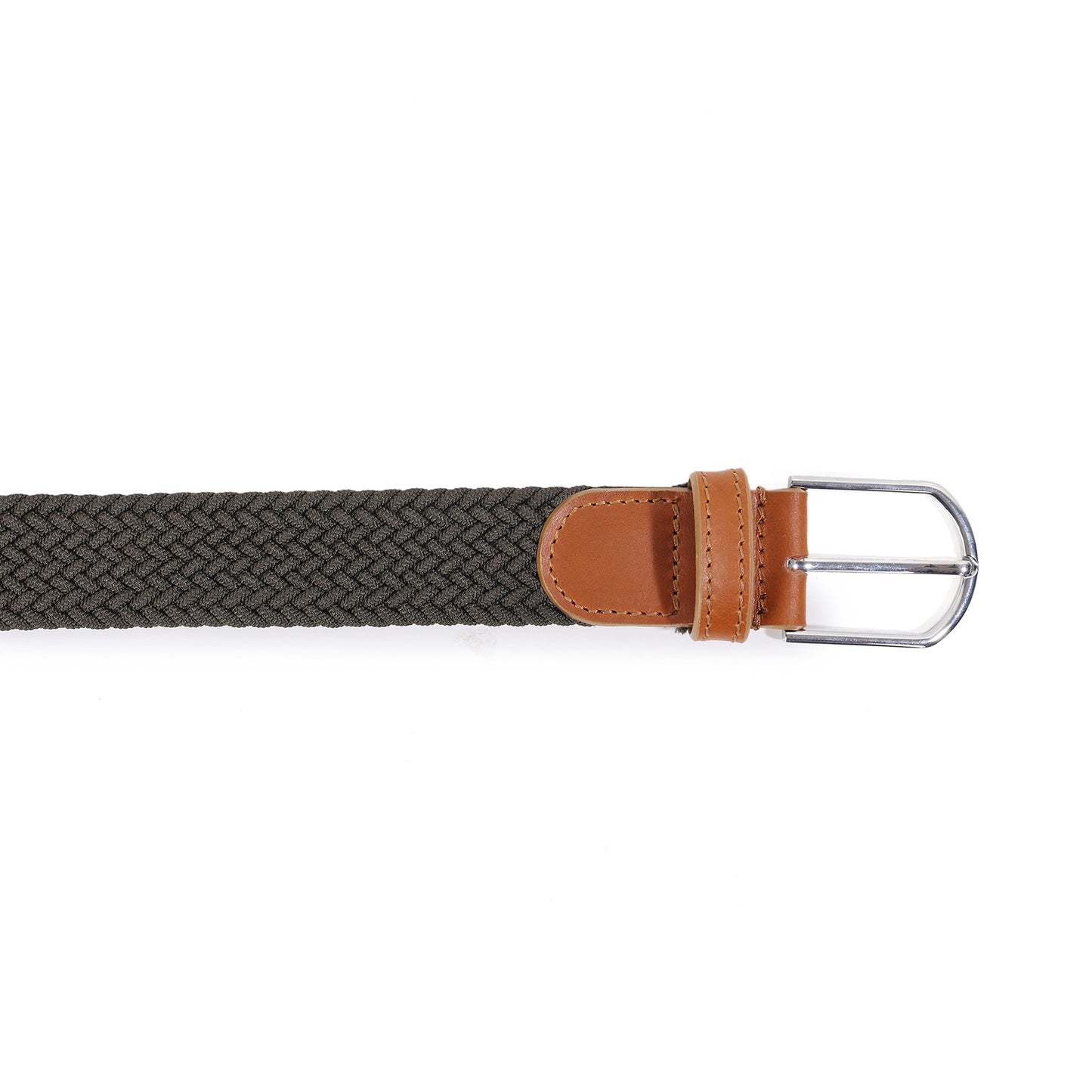 Stretchable Woven Belt with Leather Ends for Men, IQZPRLWB59 | TZARO