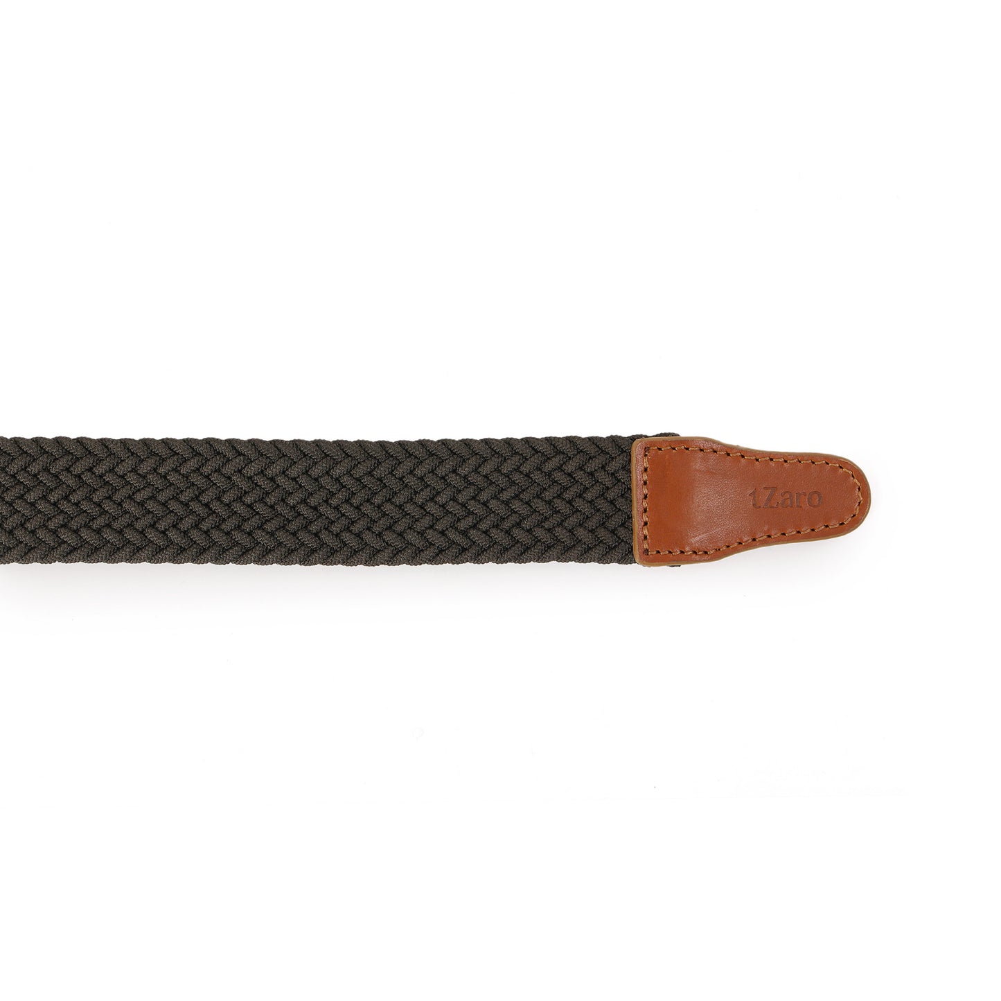 Stretchable Woven Belt with Leather Ends for Men, IQZPRLWB59 | TZARO