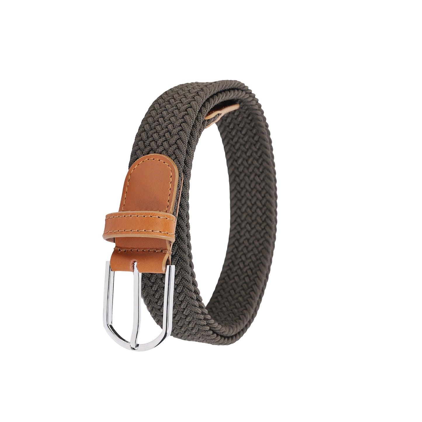 Stretchable Woven Belt with Leather Ends for Men, IQZPRLWB59 | TZARO