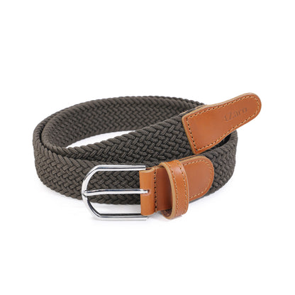 Stretchable Woven Belt with Leather Ends for Men, IQZPRLWB59 | TZARO
