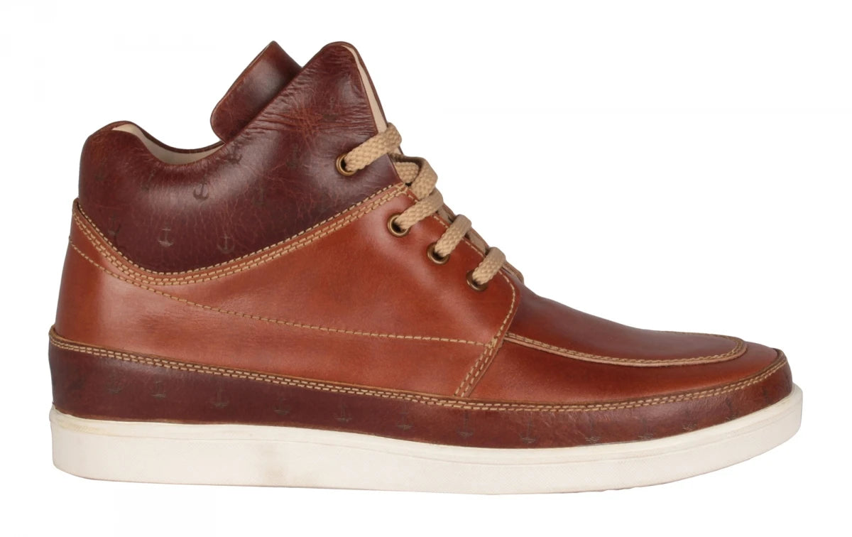 Pure Leather Mid-Ankle, Tan Boots with Rubber Sole  - Madrid, JRDLIV401ANC