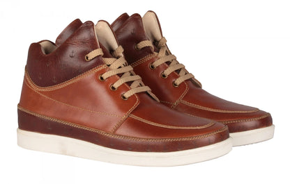 Pure Leather Mid-Ankle, Tan Boots with Rubber Sole  - Madrid, JRDLIV401ANC