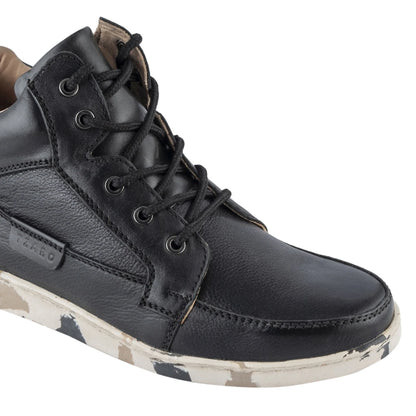 Pure Leather Mid Ankle Boots with Rubber Sole  - Johnson, JRDLIV403BLK