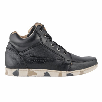Pure Leather Mid Ankle Boots with Rubber Sole  - Johnson, JRDLIV403BLK