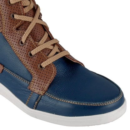 Pure Leather Mid Ankle Boots with Rubber Sole - Jhonson, JRDLIV403BLU