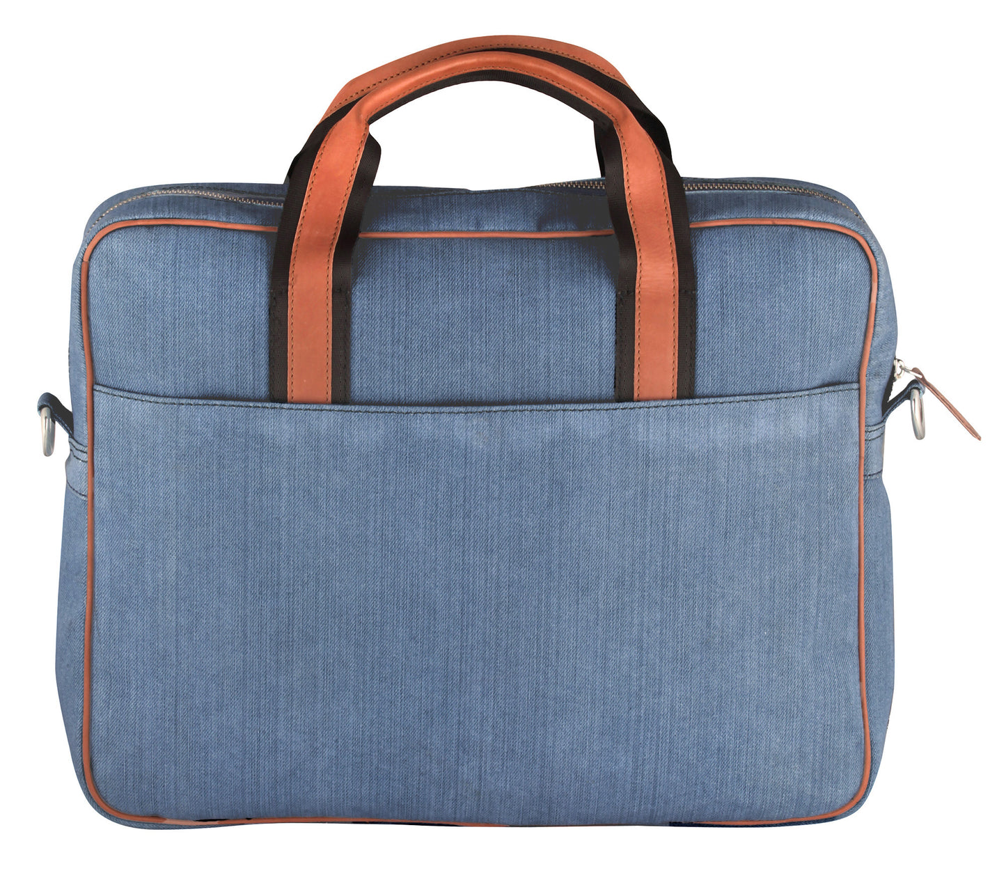 Denim & Natural Leather Laptop Bag |  JUSTIN.Blue