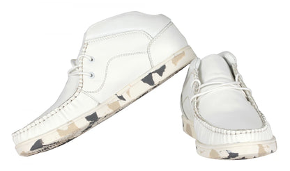 Pure Leather Mid Ankle, White Boots - Bieber, LIV0504CAMWH