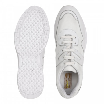 TZARO White Running Shoe with Leather & Powerful Cushioning - MarathonJCO
