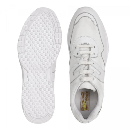Pure Leather White Sports Shoes with Rubber Outsole - MarathonJCO