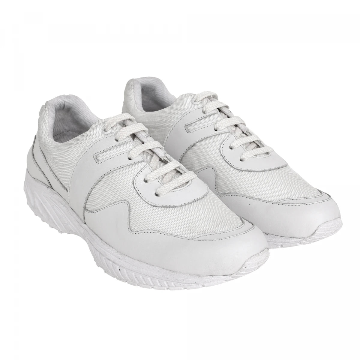 Pure Leather White Sports Shoes with Rubber Outsole - MarathonJCO