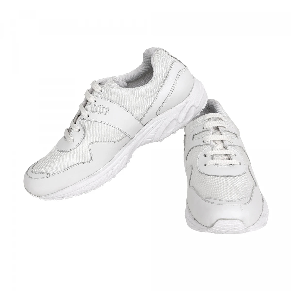 Pure Leather White Sports Shoes with Rubber Outsole - MarathonJCO
