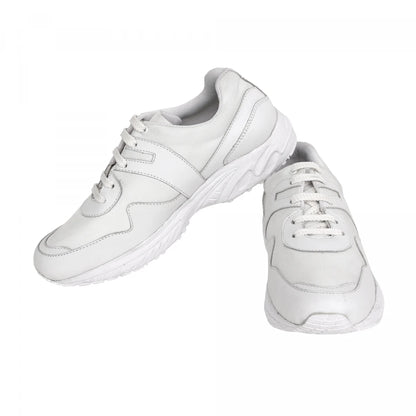 Pure Leather White Sports Shoes with Rubber Outsole - MarathonJCO