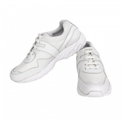 TZARO White Running Shoe with Leather & Powerful Cushioning - MarathonJCO