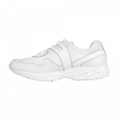 TZARO White Running Shoe with Leather & Powerful Cushioning - MarathonJCO