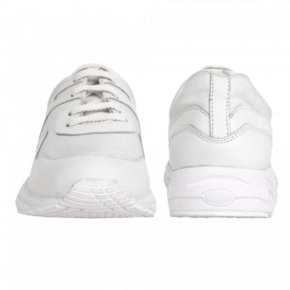 TZARO White Running Shoe with Leather & Powerful Cushioning - MarathonJCO
