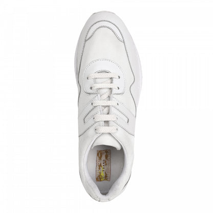 TZARO White Running Shoe with Leather & Powerful Cushioning - MarathonJCO