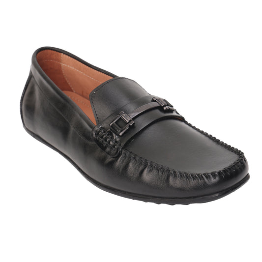 Pure Leather Black Moccasin with Powerful Grip – Osaka, OSAKA901