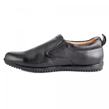 Pure Leather Super Comfortable Black Slip-on Shoe with Rubber Sole – Ibex (Black), PANRUN101