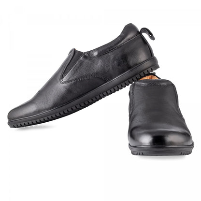 Pure Leather Super Comfortable Black Slip-on Shoe with Rubber Sole – Ibex (Black), PANRUN101