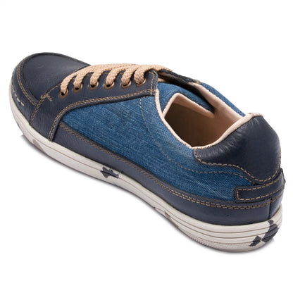 Pure Leather Blue Sneaker with a Touch of Denim- ROCAN410BLZ